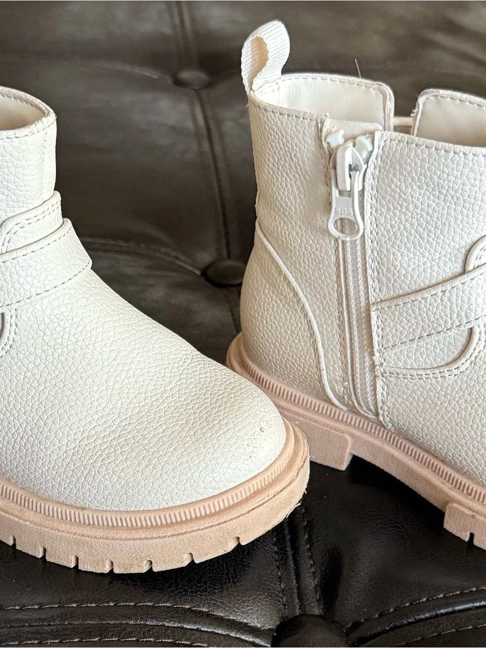 Cat & Jack Cream Ankle Boots with Tan Sole